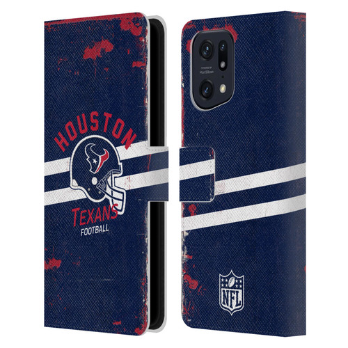 NFL Houston Texans Logo Art Helmet Distressed Leather Book Wallet Case Cover For OPPO Find X5