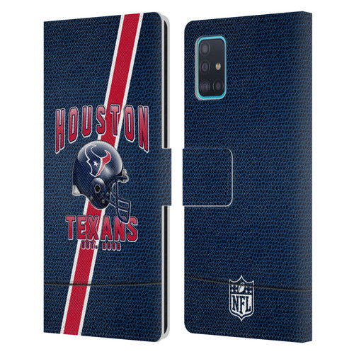NFL Houston Texans Logo Art Football Stripes Leather Book Wallet Case Cover For Samsung Galaxy A51 (2019)
