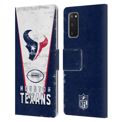 NFL Houston Texans Logo Art Banner Leather Book Wallet Case Cover For Samsung Galaxy S20 / S20 5G