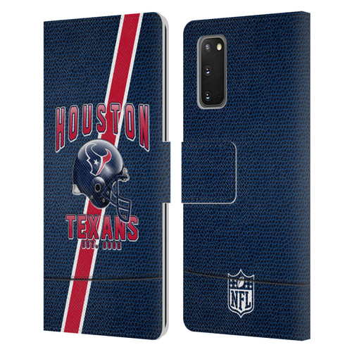 NFL Houston Texans Logo Art Football Stripes Leather Book Wallet Case Cover For Samsung Galaxy S20 / S20 5G