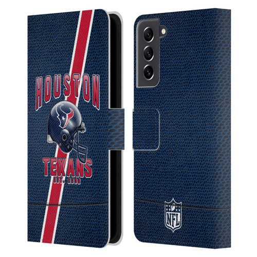 NFL Houston Texans Logo Art Football Stripes Leather Book Wallet Case Cover For Samsung Galaxy S21 FE 5G