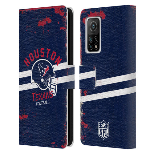 NFL Houston Texans Logo Art Helmet Distressed Leather Book Wallet Case Cover For Xiaomi Mi 10T 5G