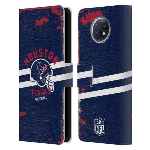 NFL Houston Texans Logo Art Helmet Distressed Leather Book Wallet Case Cover For Xiaomi Redmi Note 9T 5G
