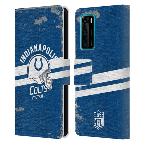 NFL Indianapolis Colts Logo Art Helmet Distressed Leather Book Wallet Case Cover For Huawei P40 5G