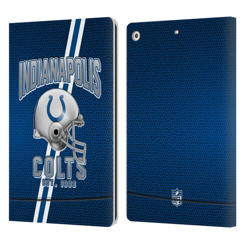 NFL Indianapolis Colts Logo Art Football Stripes Leather Book Wallet Case Cover For Apple iPad 10.2 2019/2020/2021