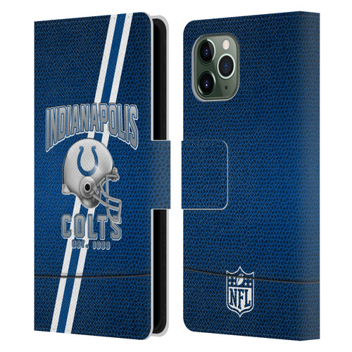 NFL Indianapolis Colts Logo Art Football Stripes Leather Book Wallet Case Cover For Apple iPhone 11 Pro