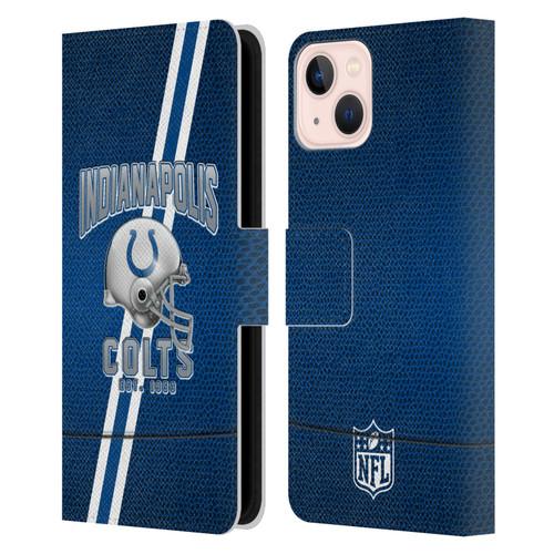 NFL Indianapolis Colts Logo Art Football Stripes Leather Book Wallet Case Cover For Apple iPhone 13