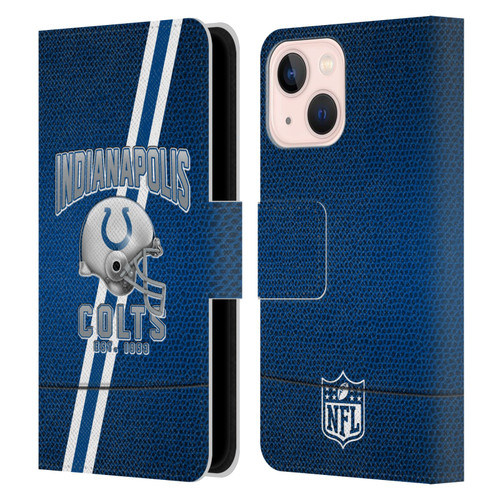 NFL Indianapolis Colts Logo Art Football Stripes Leather Book Wallet Case Cover For Apple iPhone 13 Mini
