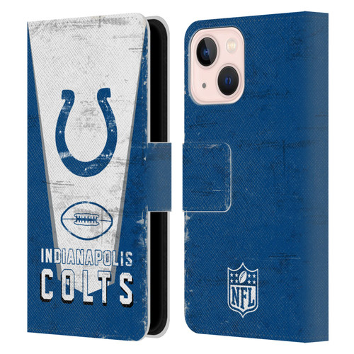 NFL Indianapolis Colts Logo Art Banner Leather Book Wallet Case Cover For Apple iPhone 13 Mini