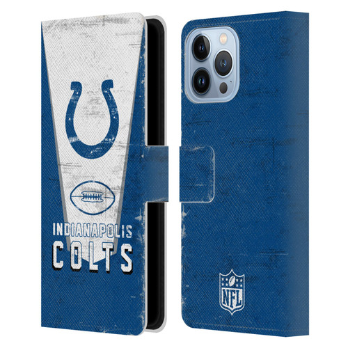 NFL Indianapolis Colts Logo Art Banner Leather Book Wallet Case Cover For Apple iPhone 13 Pro Max