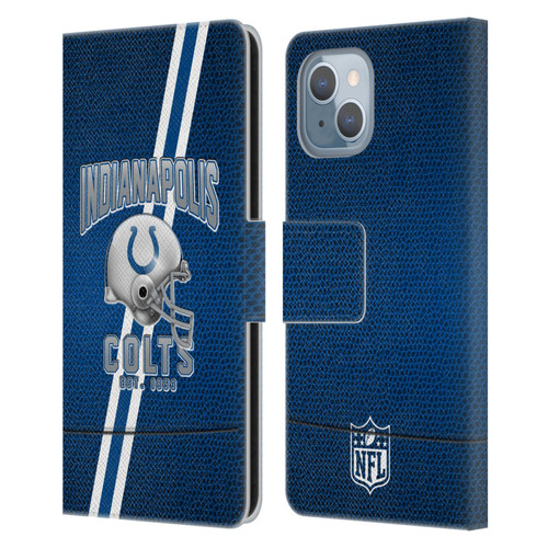 NFL Indianapolis Colts Logo Art Football Stripes Leather Book Wallet Case Cover For Apple iPhone 14