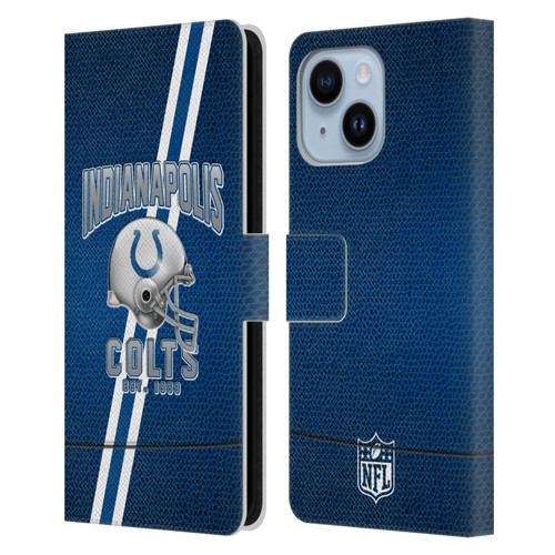 NFL Indianapolis Colts Logo Art Football Stripes Leather Book Wallet Case Cover For Apple iPhone 14 Plus