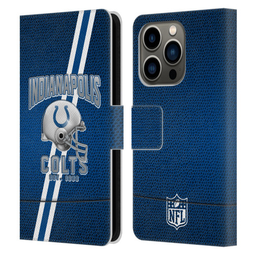 NFL Indianapolis Colts Logo Art Football Stripes Leather Book Wallet Case Cover For Apple iPhone 14 Pro