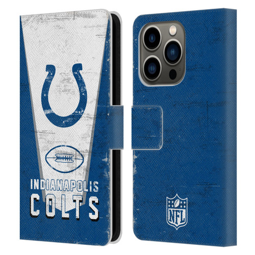 NFL Indianapolis Colts Logo Art Banner Leather Book Wallet Case Cover For Apple iPhone 14 Pro