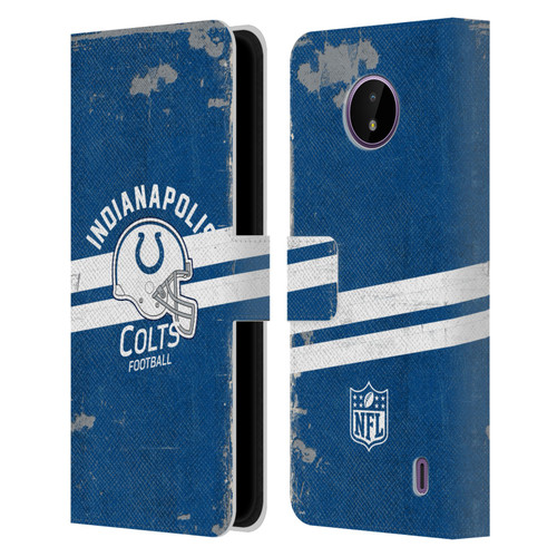 NFL Indianapolis Colts Logo Art Helmet Distressed Leather Book Wallet Case Cover For Nokia C10 / C20