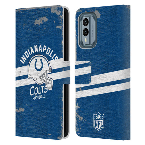 NFL Indianapolis Colts Logo Art Helmet Distressed Leather Book Wallet Case Cover For Nokia X30