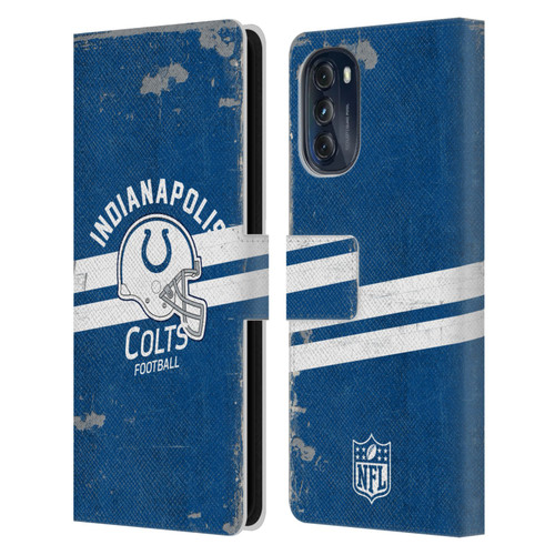 NFL Indianapolis Colts Logo Art Helmet Distressed Leather Book Wallet Case Cover For Motorola Moto G (2022)