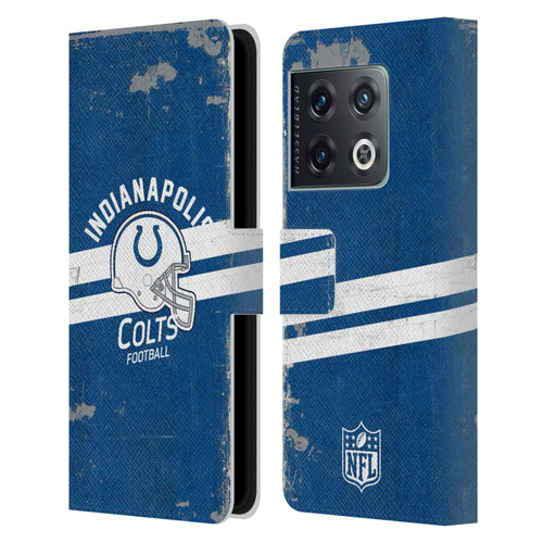 NFL Indianapolis Colts Logo Art Helmet Distressed Leather Book Wallet Case Cover For OnePlus 10 Pro