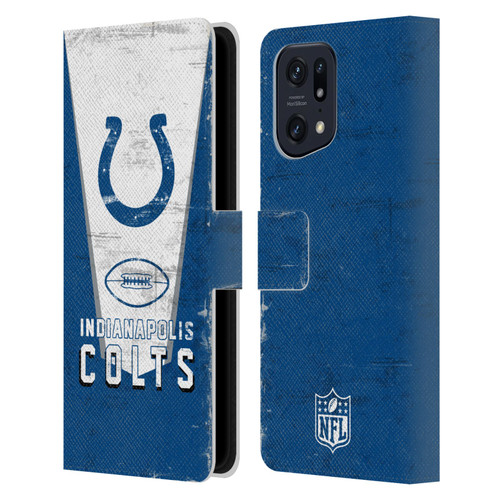 NFL Indianapolis Colts Logo Art Banner Leather Book Wallet Case Cover For OPPO Find X5