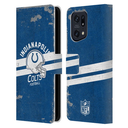 NFL Indianapolis Colts Logo Art Helmet Distressed Leather Book Wallet Case Cover For OPPO Find X5 Pro