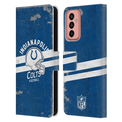 NFL Indianapolis Colts Logo Art Helmet Distressed Leather Book Wallet Case Cover For Samsung Galaxy M13 (2022)