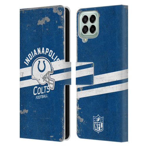 NFL Indianapolis Colts Logo Art Helmet Distressed Leather Book Wallet Case Cover For Samsung Galaxy M33 (2022)