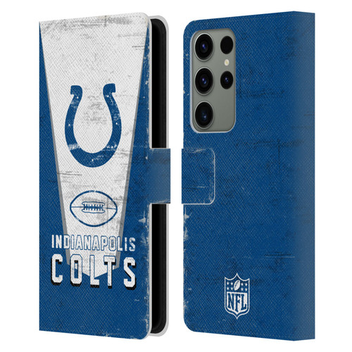 NFL Indianapolis Colts Logo Art Banner Leather Book Wallet Case Cover For Samsung Galaxy S23 Ultra 5G