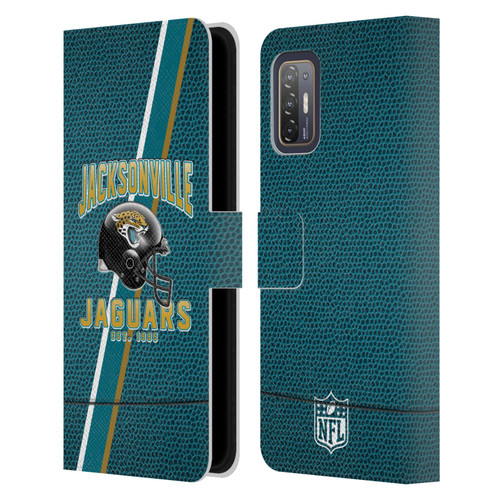 NFL Jacksonville Jaguars Logo Art Football Stripes Leather Book Wallet Case Cover For HTC Desire 21 Pro 5G