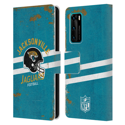 NFL Jacksonville Jaguars Logo Art Helmet Distressed Leather Book Wallet Case Cover For Huawei P40 5G