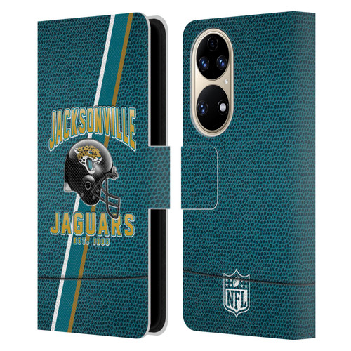 NFL Jacksonville Jaguars Logo Art Football Stripes Leather Book Wallet Case Cover For Huawei P50