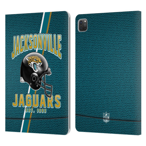 NFL Jacksonville Jaguars Logo Art Football Stripes Leather Book Wallet Case Cover For Apple iPad Pro 11 2020 / 2021 / 2022
