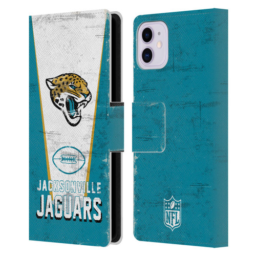 NFL Jacksonville Jaguars Logo Art Banner Leather Book Wallet Case Cover For Apple iPhone 11