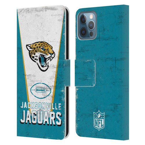 NFL Jacksonville Jaguars Logo Art Banner Leather Book Wallet Case Cover For Apple iPhone 12 / iPhone 12 Pro
