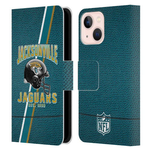 NFL Jacksonville Jaguars Logo Art Football Stripes Leather Book Wallet Case Cover For Apple iPhone 13 Mini