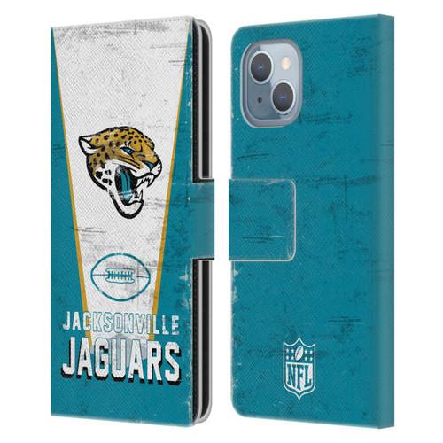 NFL Jacksonville Jaguars Logo Art Banner Leather Book Wallet Case Cover For Apple iPhone 14