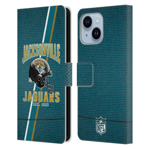 NFL Jacksonville Jaguars Logo Art Football Stripes Leather Book Wallet Case Cover For Apple iPhone 14 Plus