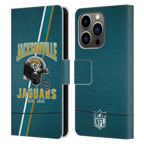 NFL Jacksonville Jaguars Logo Art Football Stripes Leather Book Wallet Case Cover For Apple iPhone 14 Pro