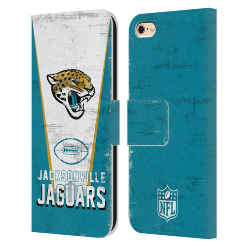 NFL Jacksonville Jaguars Logo Art Banner Leather Book Wallet Case Cover For Apple iPhone 6 / iPhone 6s
