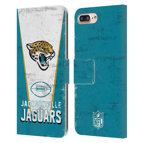 NFL Jacksonville Jaguars Logo Art Banner Leather Book Wallet Case Cover For Apple iPhone 7 Plus / iPhone 8 Plus