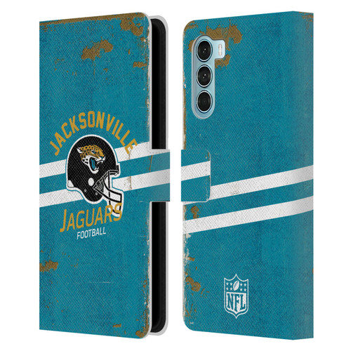 NFL Jacksonville Jaguars Logo Art Helmet Distressed Leather Book Wallet Case Cover For Motorola Edge S30 / Moto G200 5G