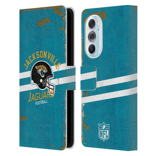 NFL Jacksonville Jaguars Logo Art Helmet Distressed Leather Book Wallet Case Cover For Motorola Edge X30