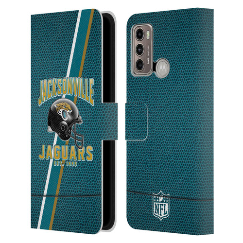 NFL Jacksonville Jaguars Logo Art Football Stripes Leather Book Wallet Case Cover For Motorola Moto G60 / Moto G40 Fusion