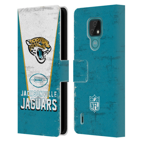 NFL Jacksonville Jaguars Logo Art Banner Leather Book Wallet Case Cover For Motorola Moto E7