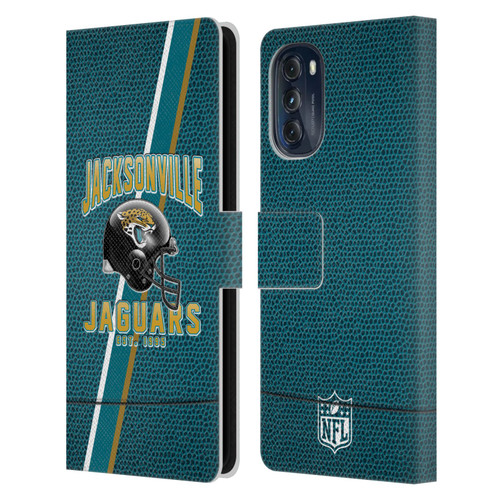 NFL Jacksonville Jaguars Logo Art Football Stripes Leather Book Wallet Case Cover For Motorola Moto G (2022)