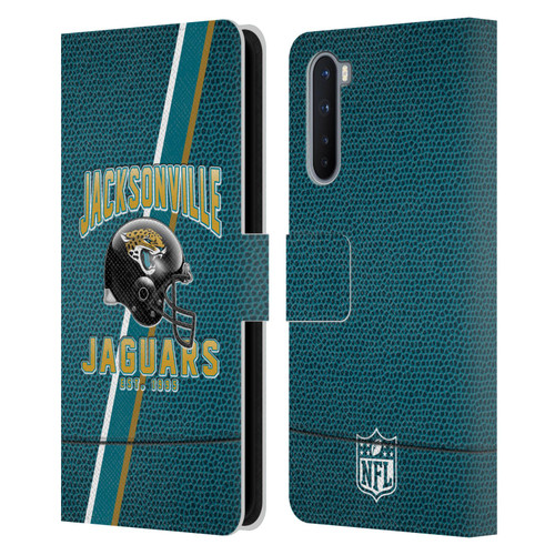 NFL Jacksonville Jaguars Logo Art Football Stripes Leather Book Wallet Case Cover For OnePlus Nord 5G
