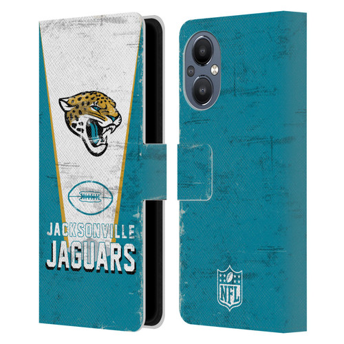 NFL Jacksonville Jaguars Logo Art Banner Leather Book Wallet Case Cover For OnePlus Nord N20 5G