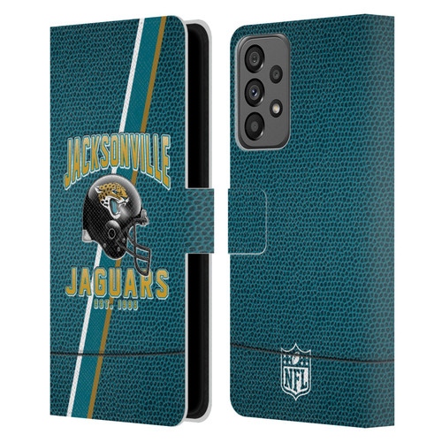 NFL Jacksonville Jaguars Logo Art Football Stripes Leather Book Wallet Case Cover For Samsung Galaxy A73 5G (2022)