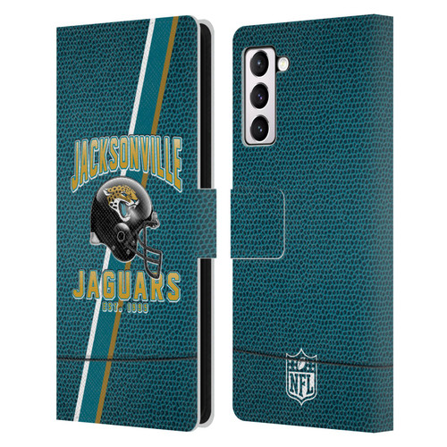 NFL Jacksonville Jaguars Logo Art Football Stripes Leather Book Wallet Case Cover For Samsung Galaxy S21+ 5G