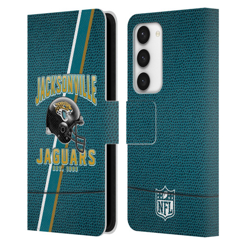 NFL Jacksonville Jaguars Logo Art Football Stripes Leather Book Wallet Case Cover For Samsung Galaxy S23 5G