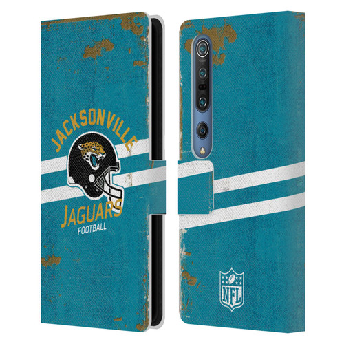 NFL Jacksonville Jaguars Logo Art Helmet Distressed Leather Book Wallet Case Cover For Xiaomi Mi 10 5G / Mi 10 Pro 5G
